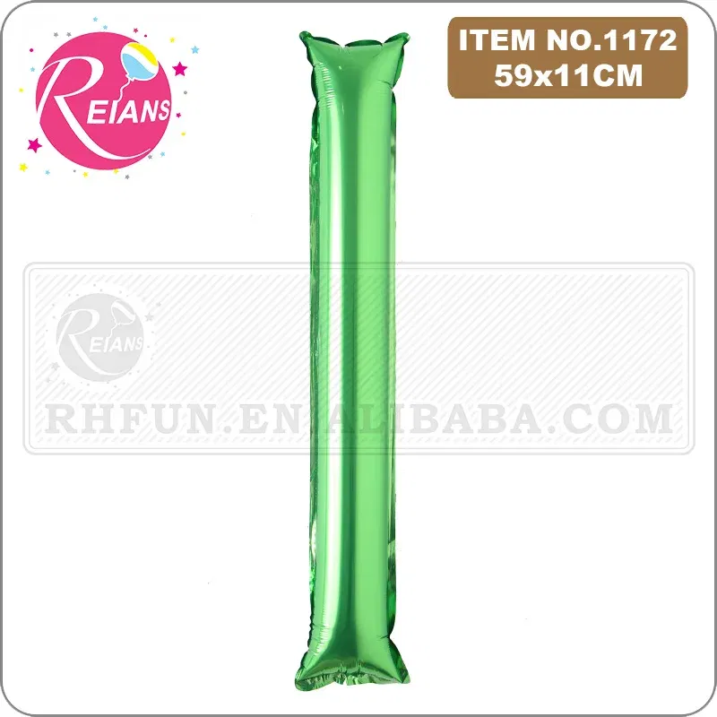 Color: Olive, Shape: X - 2pcs/lot Inflatable Balloon Stick Clapper Cheer leading Cheering Party Noise Make Aluminum foil multicolor inflatable Balloon