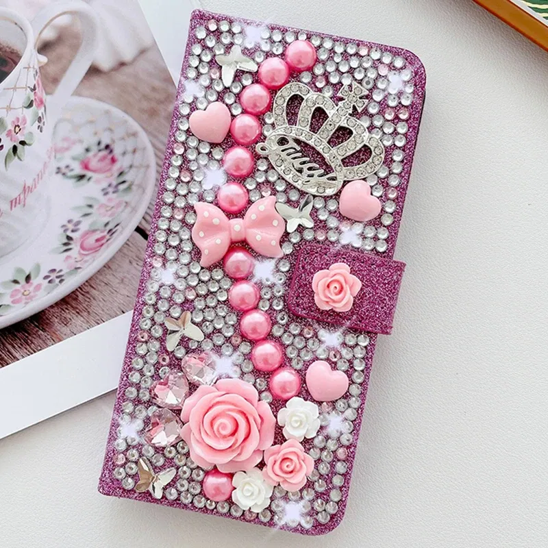 Color: WHITE, Material: ABS - Wallet Glitter Case For Samsung Galaxy S24 FE S23 Ultra S22 Plus S21 S20 A13 A14 A15 A16 A53 A54 A55 A34 Flip Luxury Leather