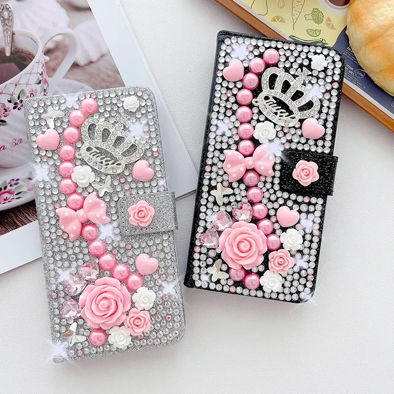 Color: WHITE, Material: ABS - Wallet Glitter Case For Samsung Galaxy S24 FE S23 Ultra S22 Plus S21 S20 A13 A14 A15 A16 A53 A54 A55 A34 Flip Luxury Leather