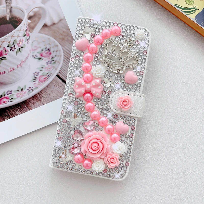 Color: WHITE, Material: ABS - Wallet Glitter Case For Samsung Galaxy S24 FE S23 Ultra S22 Plus S21 S20 A13 A14 A15 A16 A53 A54 A55 A34 Flip Luxury Leather
