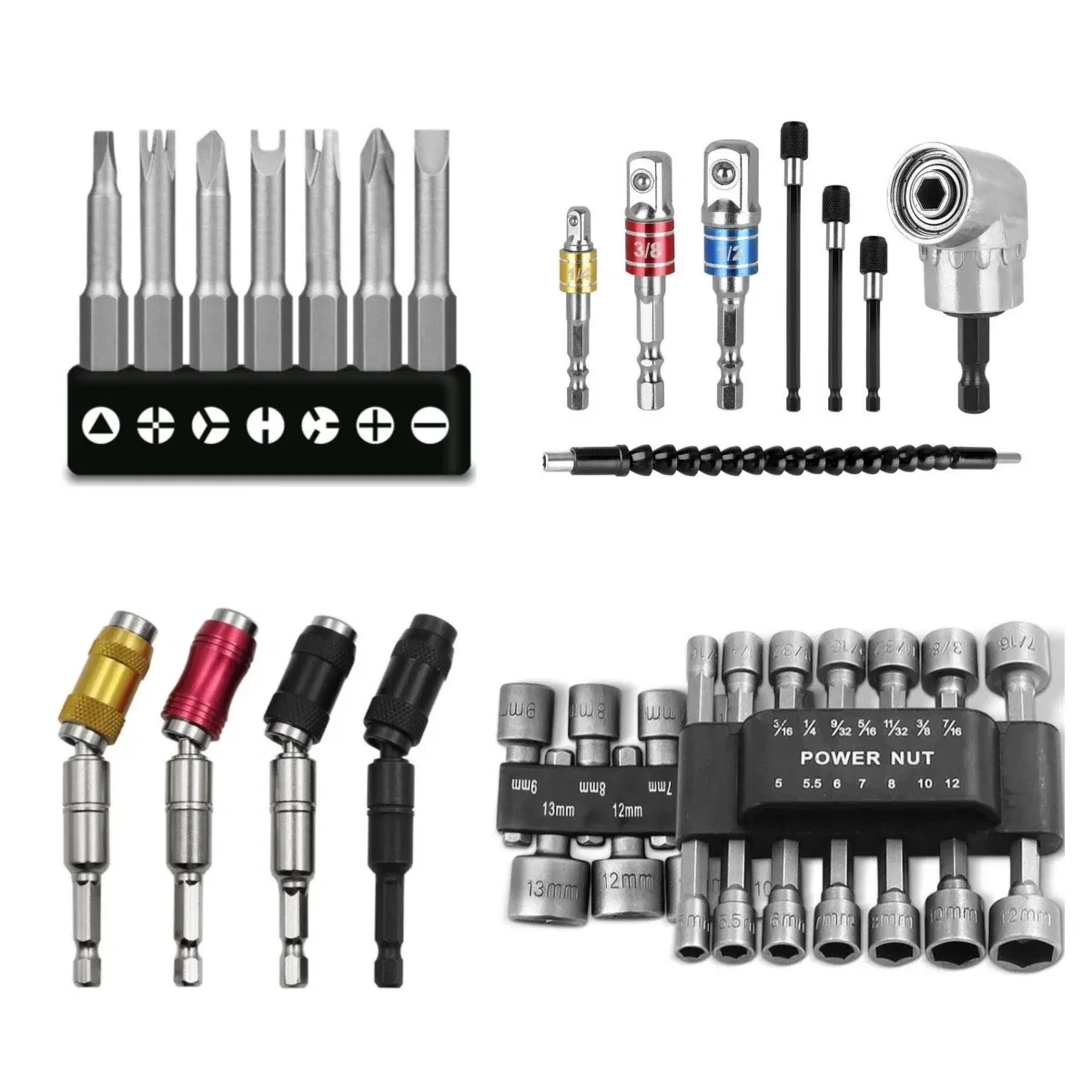 Color: Green - Flexible Drill Extension Hex Shank Drill Nut Driver Bit Set Bendable Drill Bit Extension+ScrewdriverBit+Universal Socket Adapter