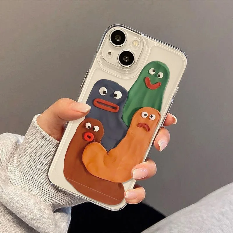 Color: Beige, Material: ABS - Funny Silly Putty Phone Case For iPhone 11 12 13 14 15 16 Pro Max XR X XS Mini 8 7 Plus SE 2020 Fashion Clear Case