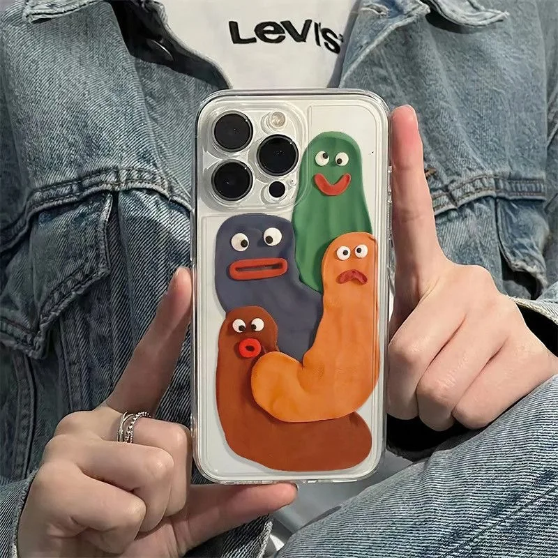 Color: Beige, Material: ABS - Funny Silly Putty Phone Case For iPhone 11 12 13 14 15 16 Pro Max XR X XS Mini 8 7 Plus SE 2020 Fashion Clear Case