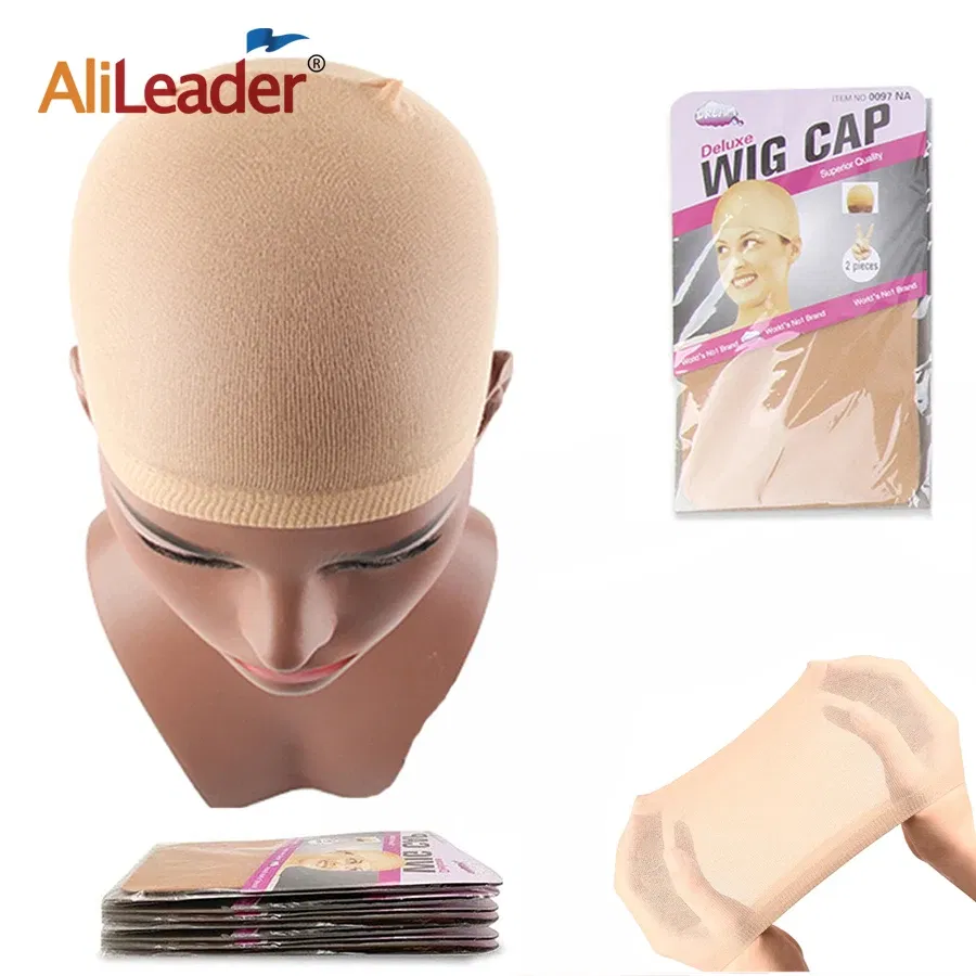 Color: Auburn - 1/2/3Packs Wig Cap Stocking Stretch Stocking Wig Caps For Making Wigs Caps Hairnets Stretch Elastic Wig Weaving Cap Brown Black