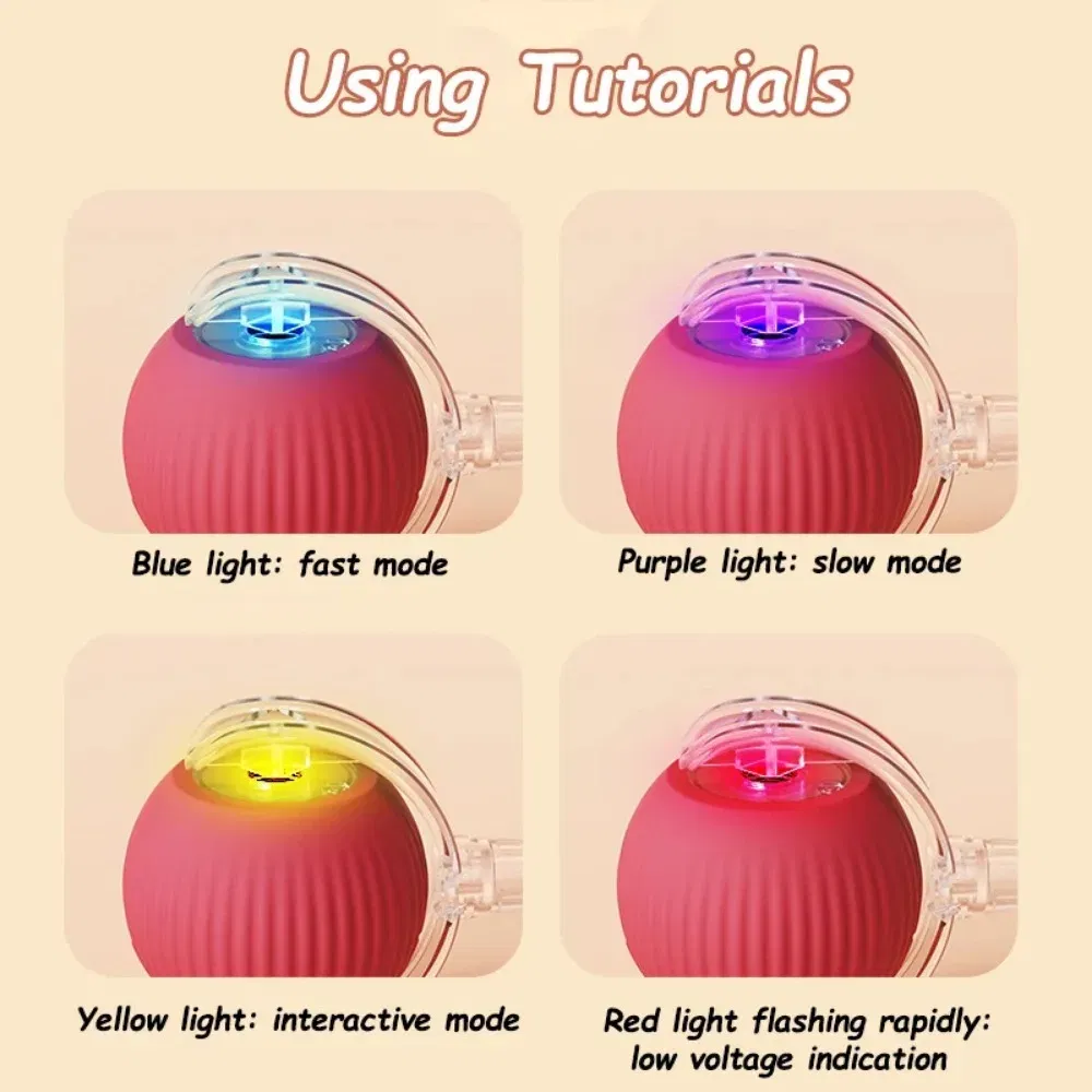 Color: Pink - New Cat Interactive Ball Toy Automatic Rolling Ball Faux Tail Rechargeable Smart Pet Electric Toy Dog Cat Training Imitate Mouse