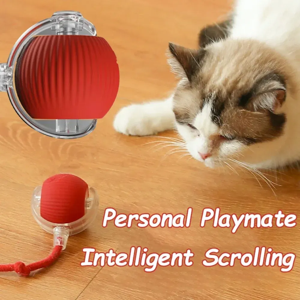 Color: Pink - New Cat Interactive Ball Toy Automatic Rolling Ball Faux Tail Rechargeable Smart Pet Electric Toy Dog Cat Training Imitate Mouse