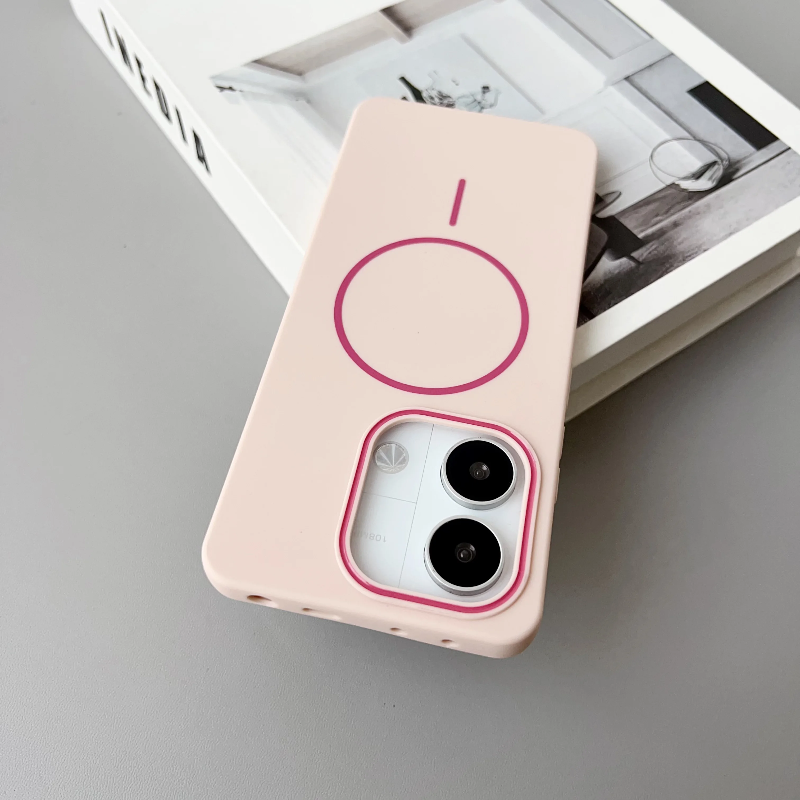 Color: black, Compatibility by Model: Redmi Note 13 4G - NEW For Redmi Note 14 13 Pro A4 A5 4G 5G skin sensitive original thin circle magnetic solid color phone protective case