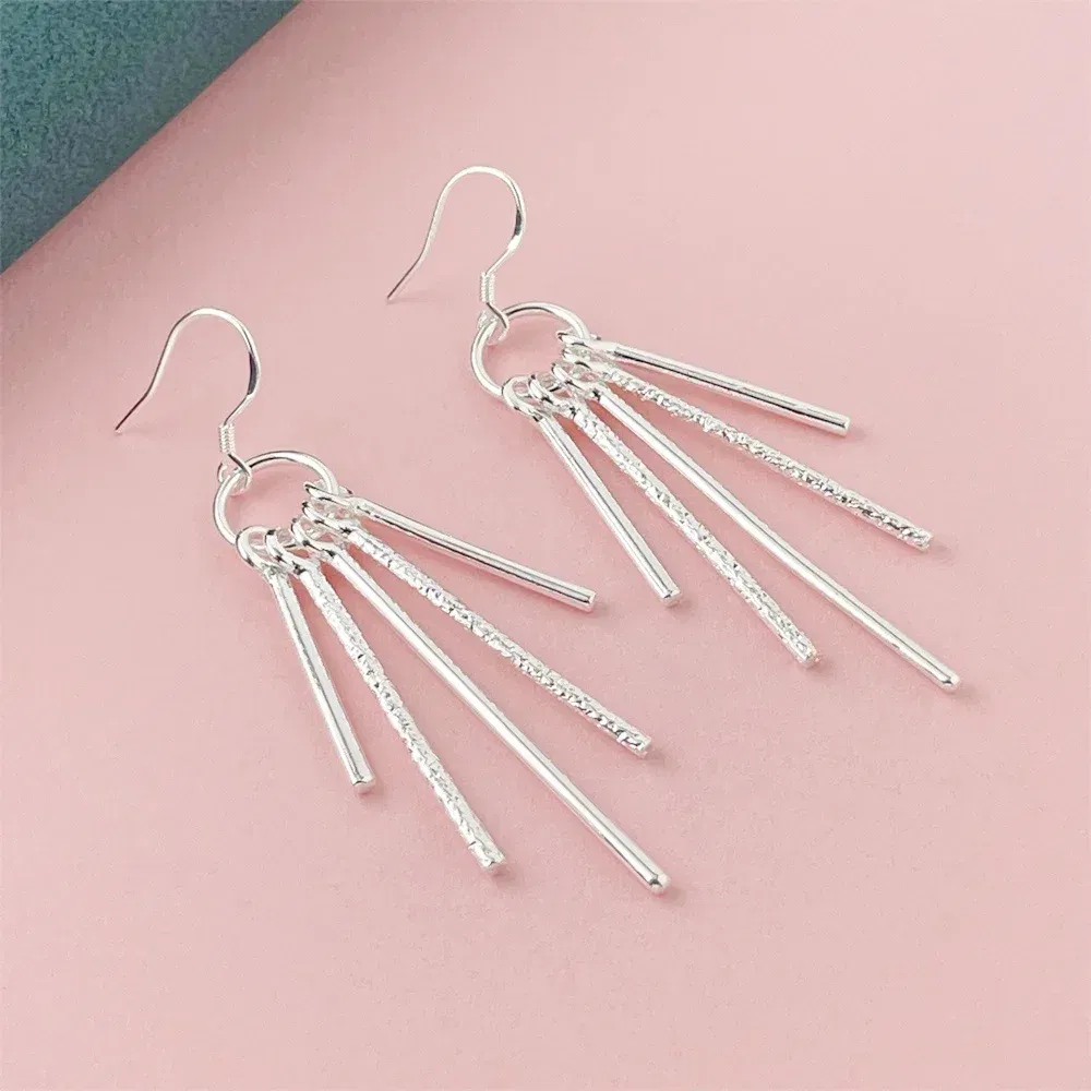 Gem Color: Light Red - 925 Silver Heart Shape Earrings Women Exquisite Student Jewelry Accessories