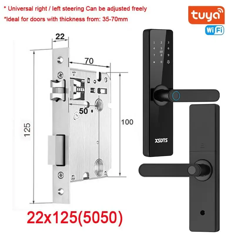 Color: Silver, Ships From: CHINA - New! Tuya Wifi Electronic Smart Door Lock With Biometric Fingerprint / Smart Card / Password / Key Unlock/ USB Emergency Charge