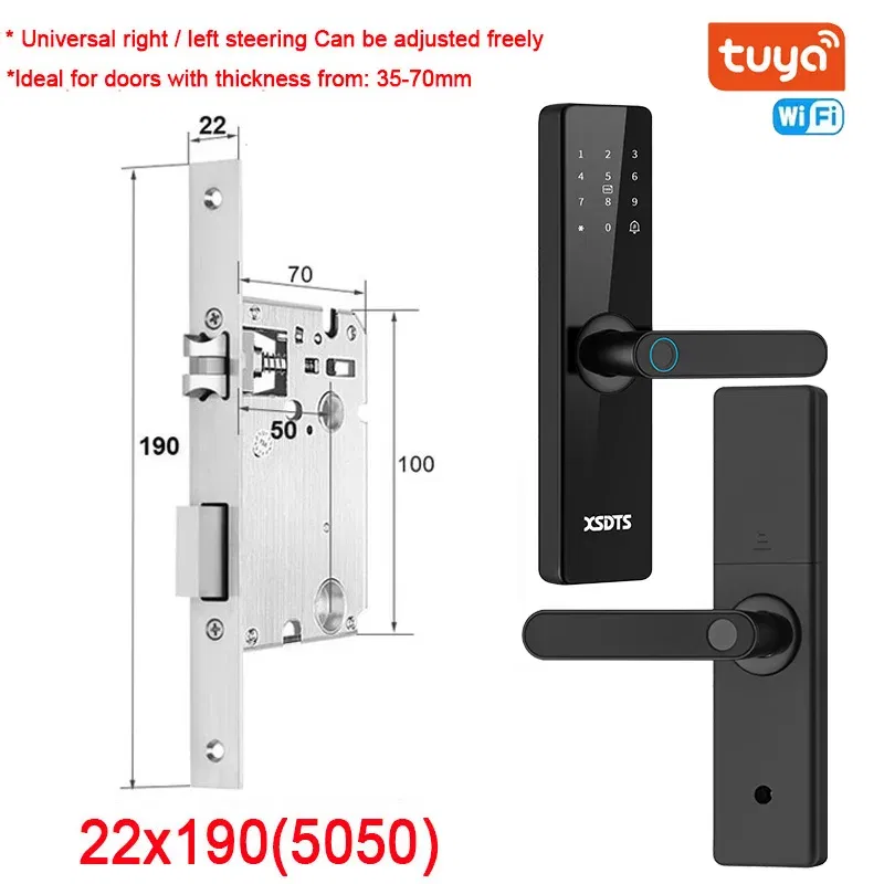 Color: Silver, Ships From: CHINA - New! Tuya Wifi Electronic Smart Door Lock With Biometric Fingerprint / Smart Card / Password / Key Unlock/ USB Emergency Charge