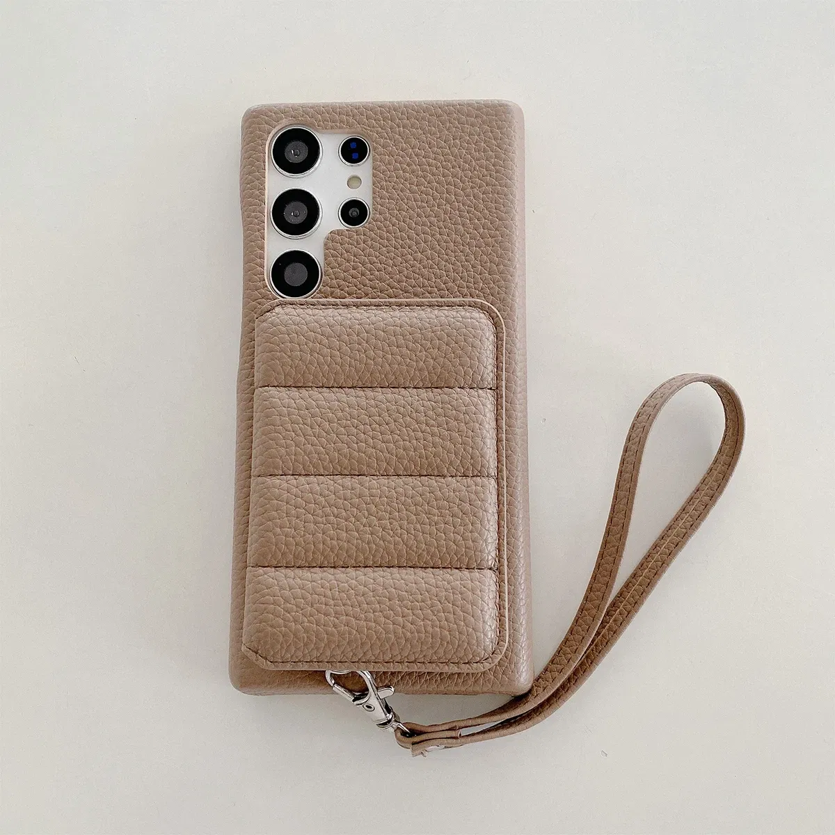 Color: light brown, Material: CANVAS - Luxury Lanyard Wallet Case For Samsung Galaxy S21 FE S22 S23 Plus Note 20 Ultra A52 A53 A54 5G Lichee Pattern Leather Cover