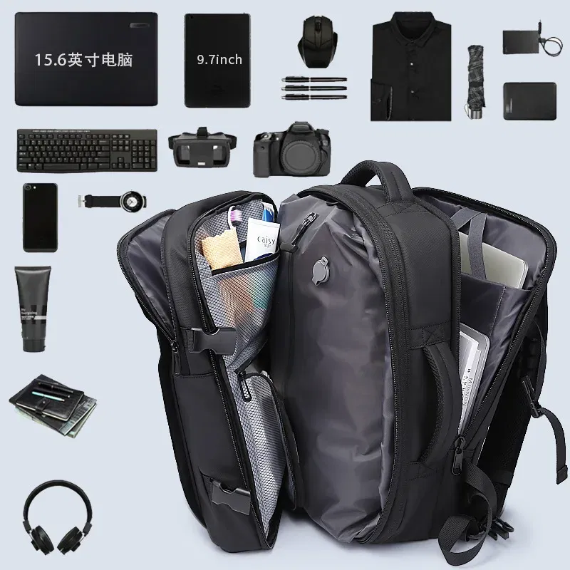 Color: black - Bange Travel Men 15.6 inch Laptop Backpack vacuum compression Backpack Business school Backpack expandable outdoor backpack