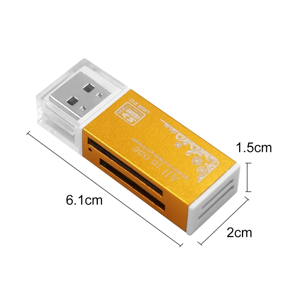 Color: Gold - Multifunctional USB 2.0 Micro-SD/TF/CT/MS/SDHC/MMC Memory Card Reader Adapter