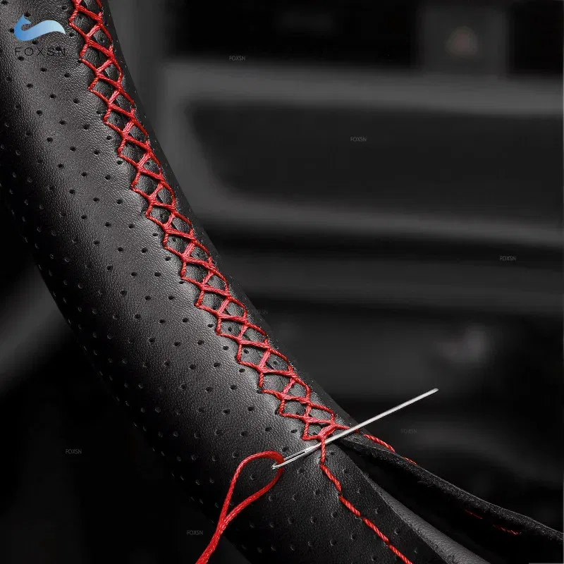 Color Name: silver - For Renault Clio 3 RS 2005 2006 2007 2008 2009 2010 2011 2012 2013 Hand-stitch Car Steering Wheel Cover Perforated Leather Trim