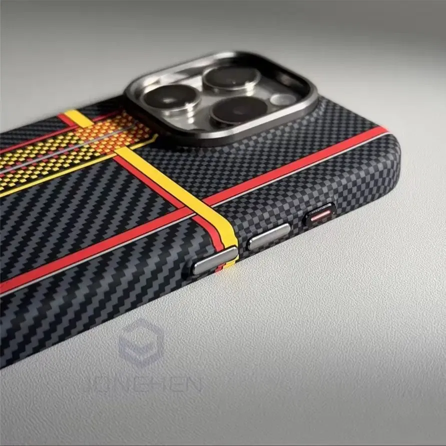 Color: Blue, Material: Denim - Luxury Alloy Lens Personalized Pixel 3D Relief Carbon Fibre Pattern Case For iPhone 13 14 15 16 Pro Max Slim Cover For Magsafe