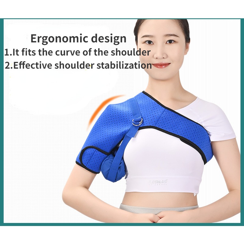Color: Red, Size: Multi Size SML - Adjustable Shoulder Support Band Elbow Joint Clavicle Fracture Fixation Strap Pain Relief Shoulder Droop Arm Injured Guard Sling