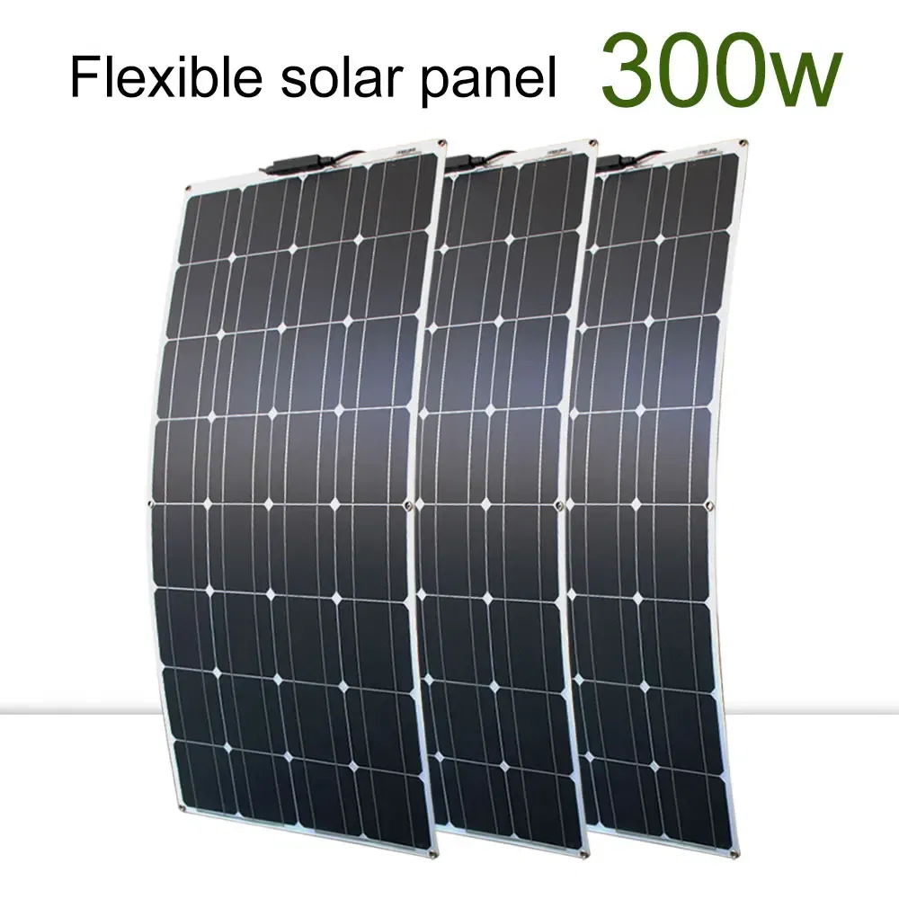 Color: Golden, Ships From: CHINA - New Solar panel kit and 300w 200w 100w flexible solar panels 12v 24v high efficiency battery charger module
