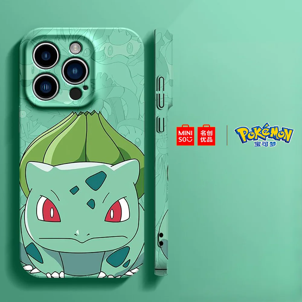 Color: SKY BLUE, Material: POLYESTER - Miniso Pokemon Collaboration Pikachu Gengar Phone Case For iPhone 15 14 13 11 12 16 Pro Max Plus X XR Girl Silicone Phone Case