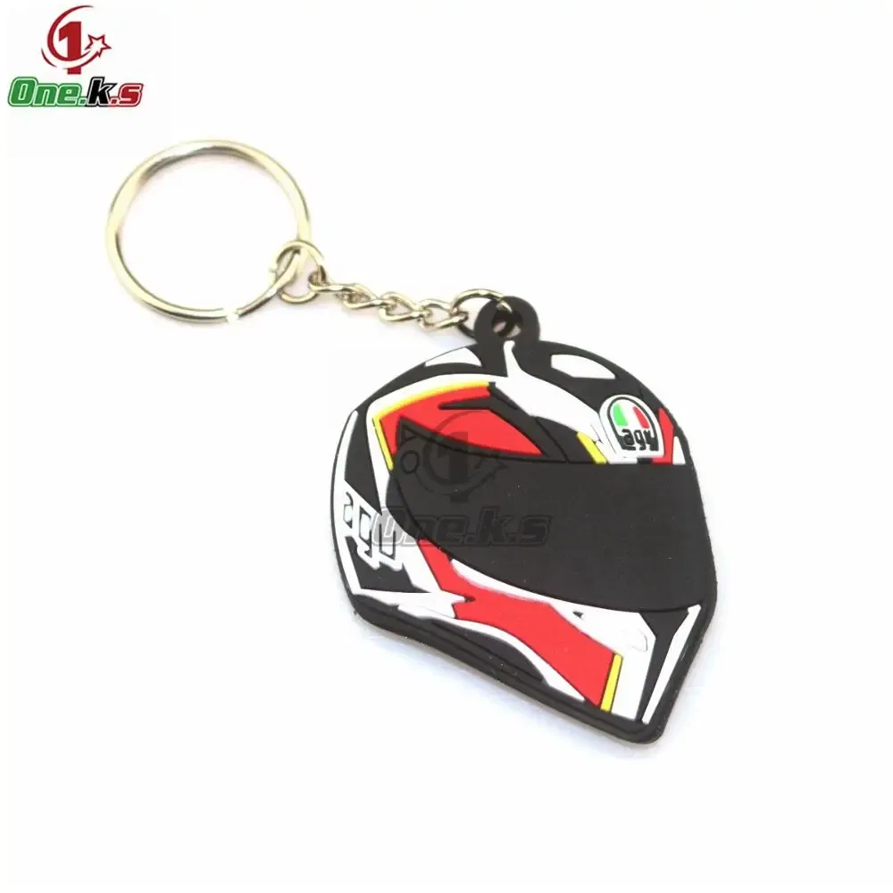 Color: Champagne - Rubber Motorcycle Key Ring Key Chain cool keychain 3D Soft For motorcycle helmet 93 AGV