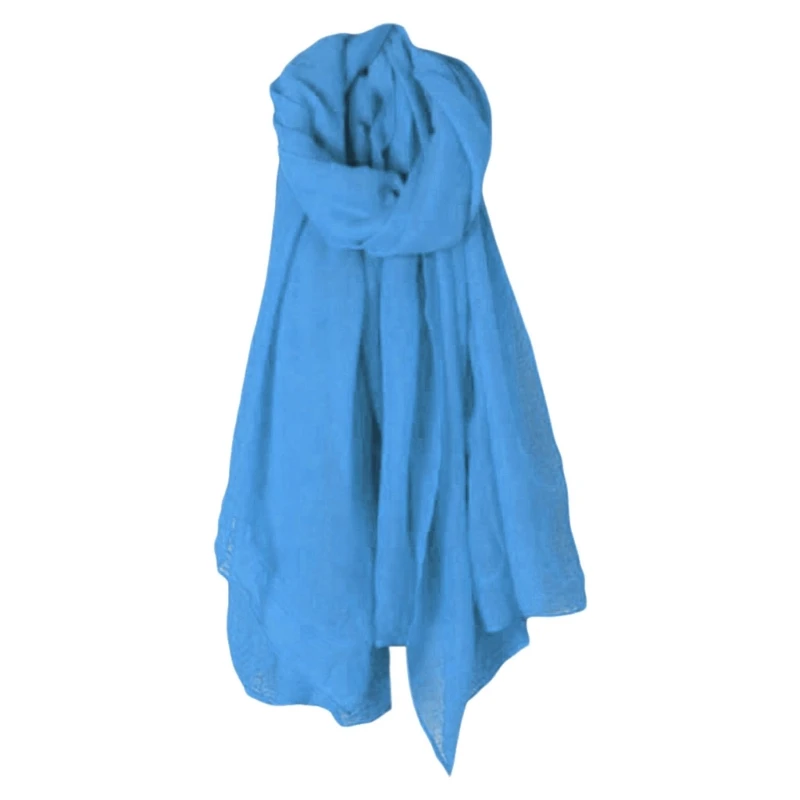 Color: Fuchsia - 652F Women Solid Color Scarfs Large Long Lightweight Headscarf Linen Sheer Shawl Wrap