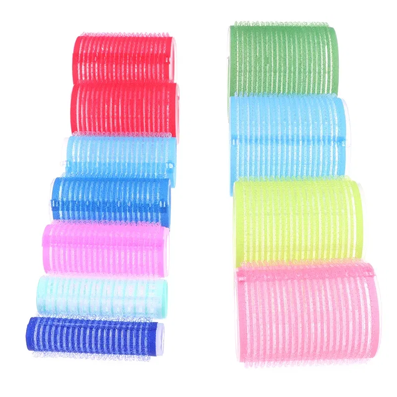Color: Gold - 6 Pcs Hairdressing Home Use DIY Magic Large Self-Adhesive Hair Rollers Styling Roller Roll Hair Curler Beauty Tool 10 Size