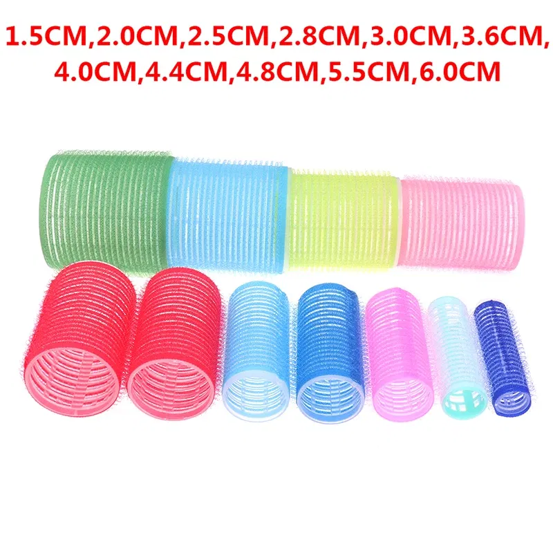 Color: Gold - 6 Pcs Hairdressing Home Use DIY Magic Large Self-Adhesive Hair Rollers Styling Roller Roll Hair Curler Beauty Tool 10 Size