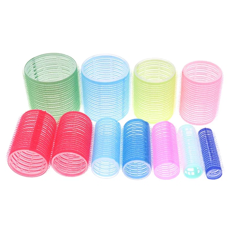 Color: Gold - 6 Pcs Hairdressing Home Use DIY Magic Large Self-Adhesive Hair Rollers Styling Roller Roll Hair Curler Beauty Tool 10 Size
