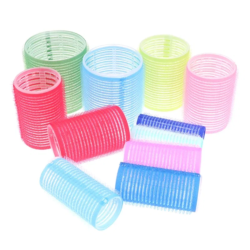 Color: Gold - 6 Pcs Hairdressing Home Use DIY Magic Large Self-Adhesive Hair Rollers Styling Roller Roll Hair Curler Beauty Tool 10 Size
