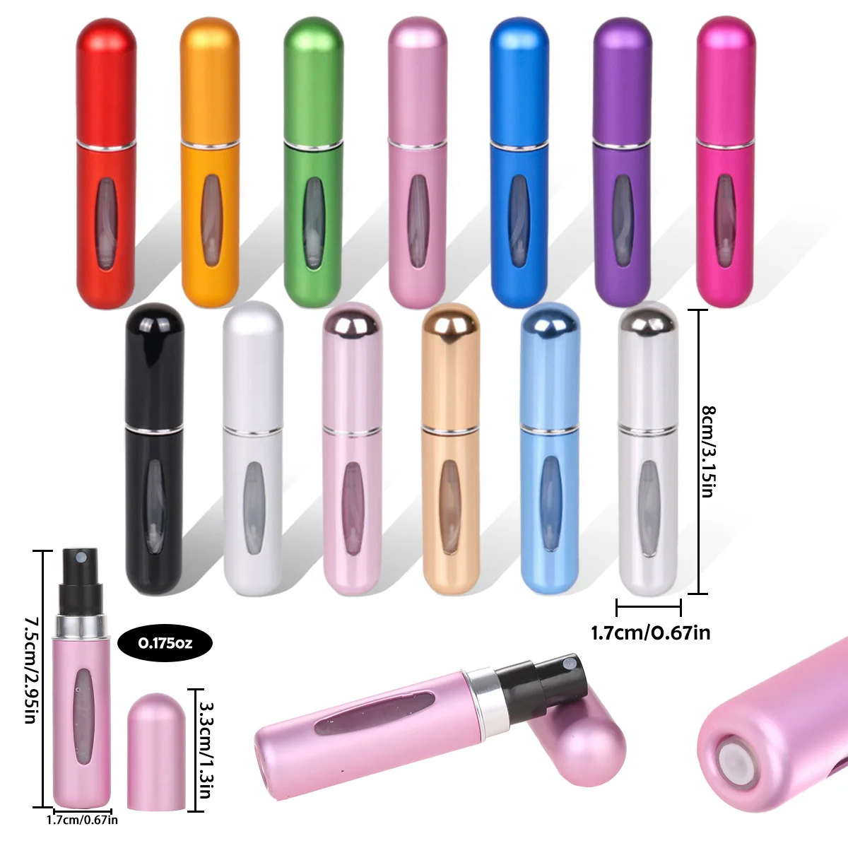 Color: DEEP BLUE - 5ml Perfume Refill Bottle Portable Mini Refillable Spray Jar Scent Pump Empty Cosmetic Containers Atomizer for Travel Tool Hot