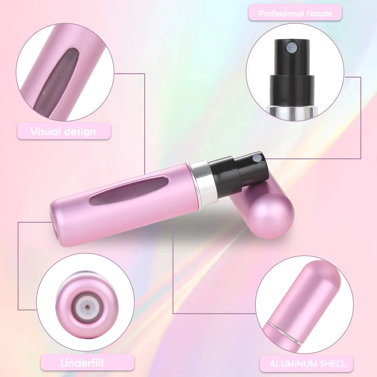 Color: DEEP BLUE - 5ml Perfume Refill Bottle Portable Mini Refillable Spray Jar Scent Pump Empty Cosmetic Containers Atomizer for Travel Tool Hot