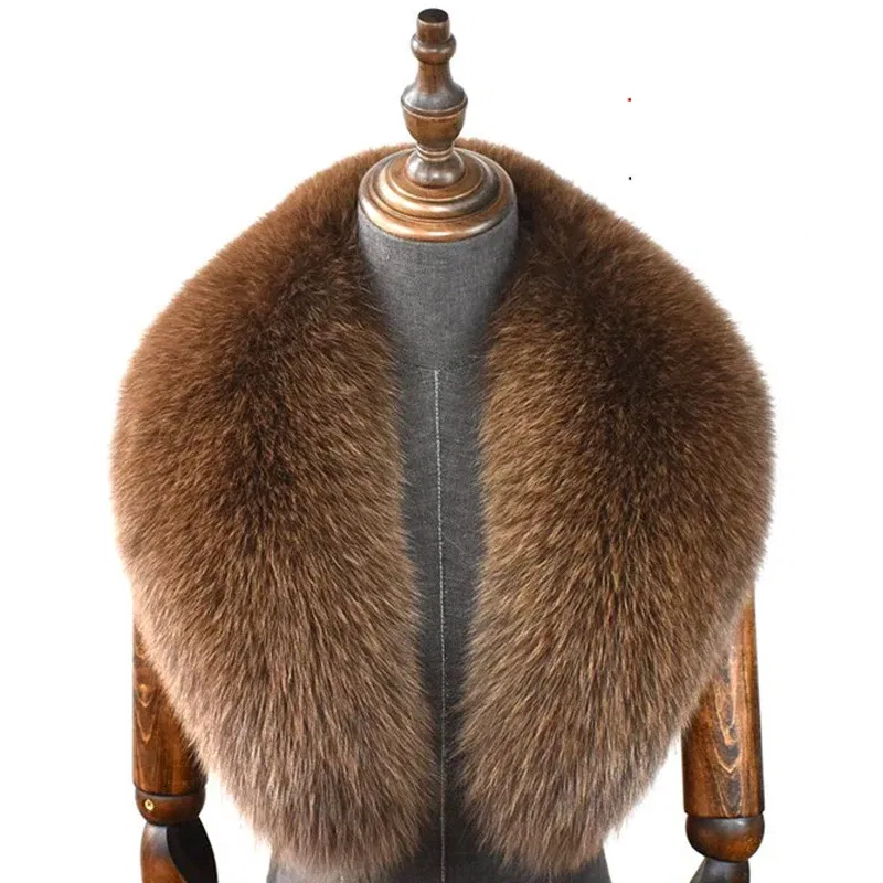 Color: khaki, Size: XXS - Fox Fur Collar 100% Real Fox Fur Scarf Straight Collar Natural Fur Gray Collar Large Size Neck Warmer Fur Scarf Shawls