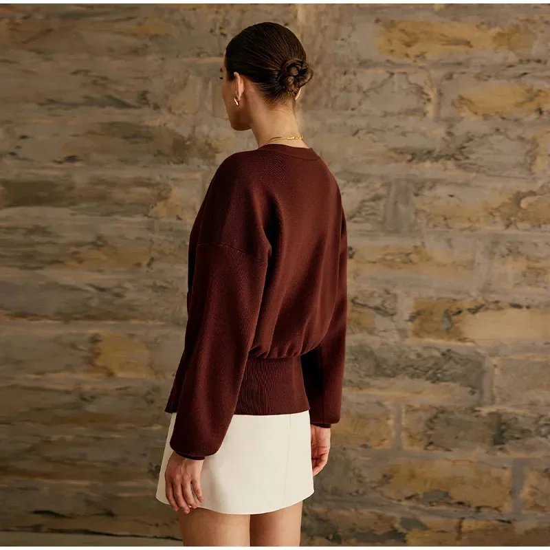 Color: SKY BLUE, Size: M - Women's Knitted Sweater with Elegant Temperament, Solid Color, Long Sleeved Buttons, Knitted Open