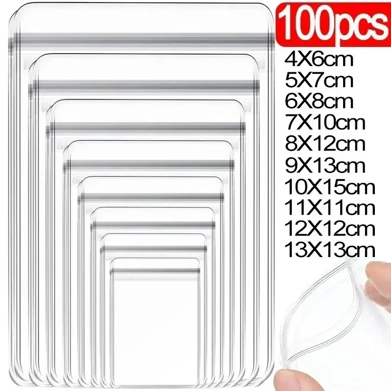 Size: XL, Color: Yellow - 100/10Pcs PVC Jewelry Package Bags Thicken Self Sealing Pouches Anti-Oxidation Earring Necklace Clear Organizer Bag Reusable