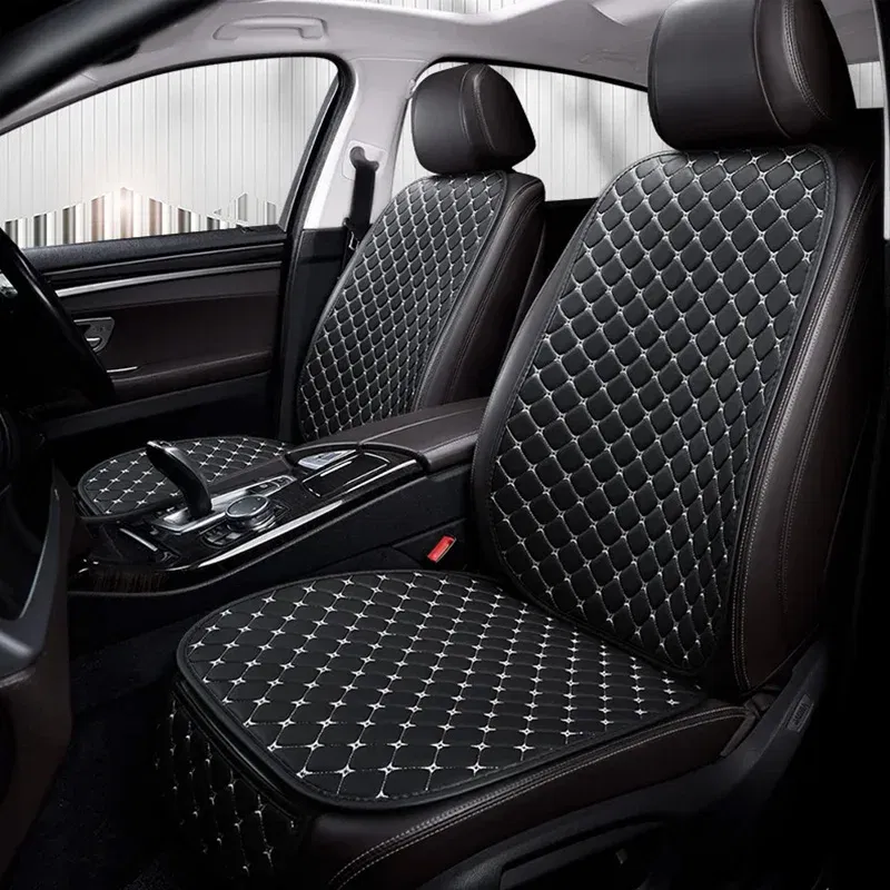 Color Name: black - Car Seat Cover PU Leather Universal Seat Cushion Minimalism Auto Chair Protective Cover Auto Protector Pad with Storage Pocket