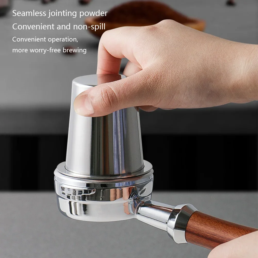 Color: WHITE - Coffee Dosing Cup 51/54/58mm Coffee Bean Measuring Cups Stainless Steel Replacement Cafe Barista Tool for Espresso Machine