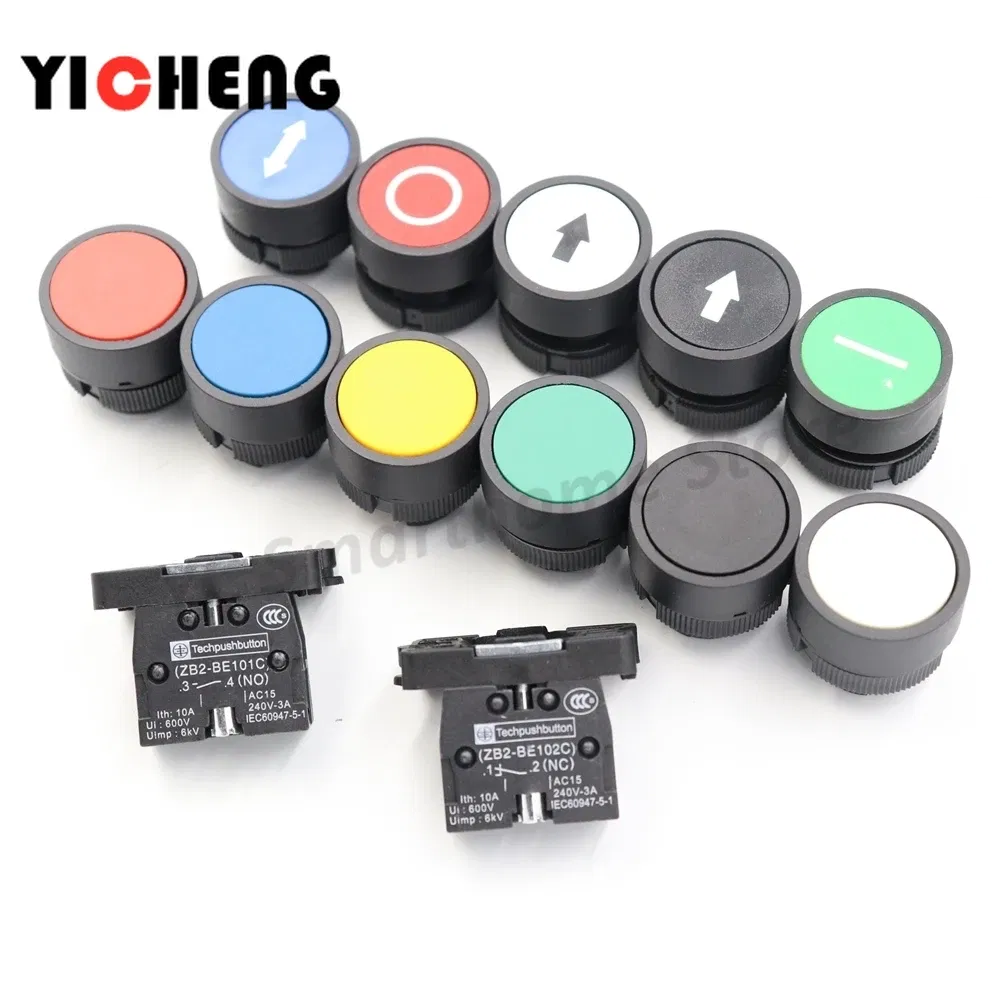 Color: Ivory - 2Pcs Plastic marking flat button Arrow indication xb2- self-reset point move 22MM Turn on the power button switch NO/NC