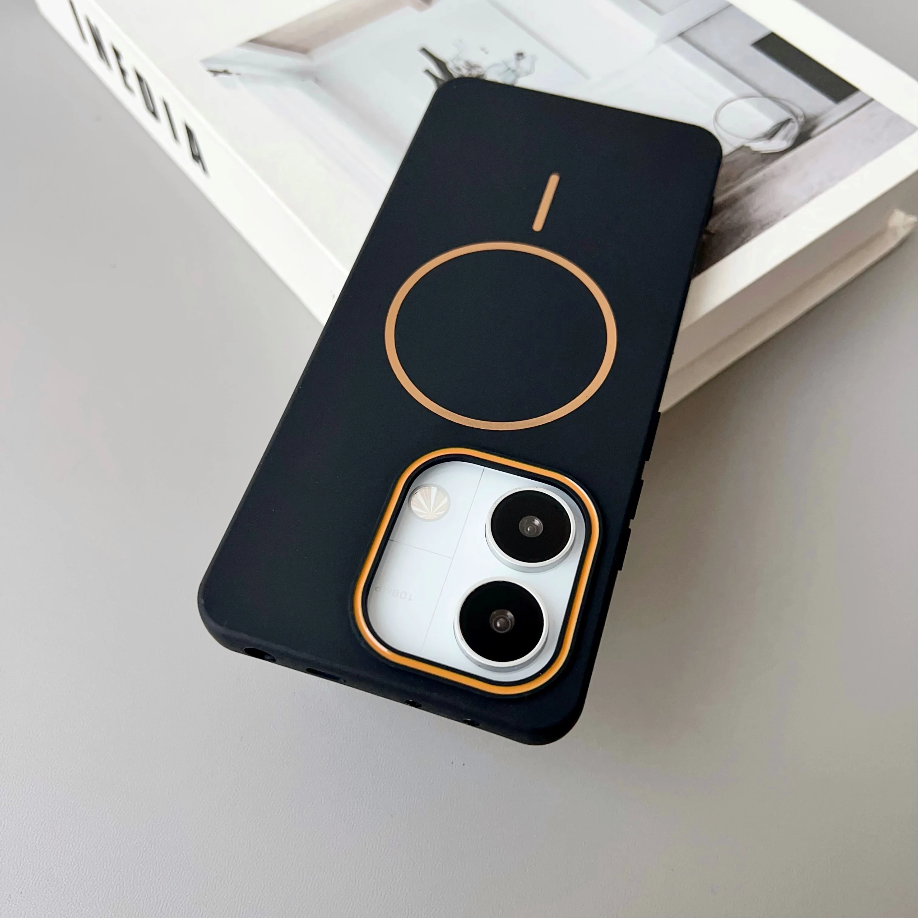 Color: Brown, Compatibility by Model: Redmi Note 13 4G - NEW For Redmi Note 14 13 Pro A4 A5 4G 5G skin sensitive original thin circle magnetic solid color phone protective case