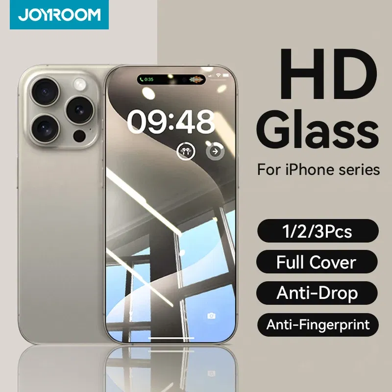 Bundle: 5 Pieces, Material: pet - Joyroom 1/2/3pcs Tempered Glass For iPhone 16 15 14 13 12 11 Pro Max Screen Protector For iPhone 16 Full Screen Protective Glass