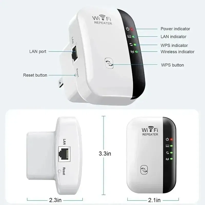 Color: WHITE - Wifi Repeater Wireless Signal Amplifier Extended Network Enhancer EU US Home Router 300m Thro