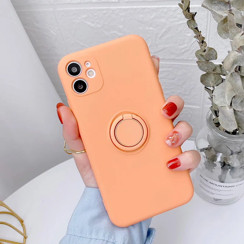 Color: cream, Compatible-Phone Models: For iPhone 16 Pro, Ships From: CN - With Ring Holder Shockproof Case For IPhone 16 15 14 13 12 11 Pro Max Silicone TPU Soft Back Cover