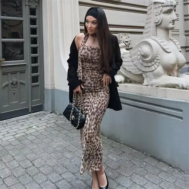Color: black, Size: M - TRAF 2024 Woman Off Shoulder Tulle Crop Top Women Ruched Leopard Print Sexy Tube Tops Summer Sleeveless Backless Bandeau Top