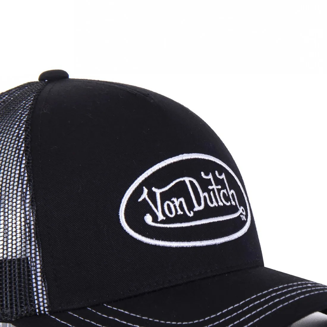 Color: WHITE - VON baseball cap Alphabet sunblock mesh embroidered trucker hat