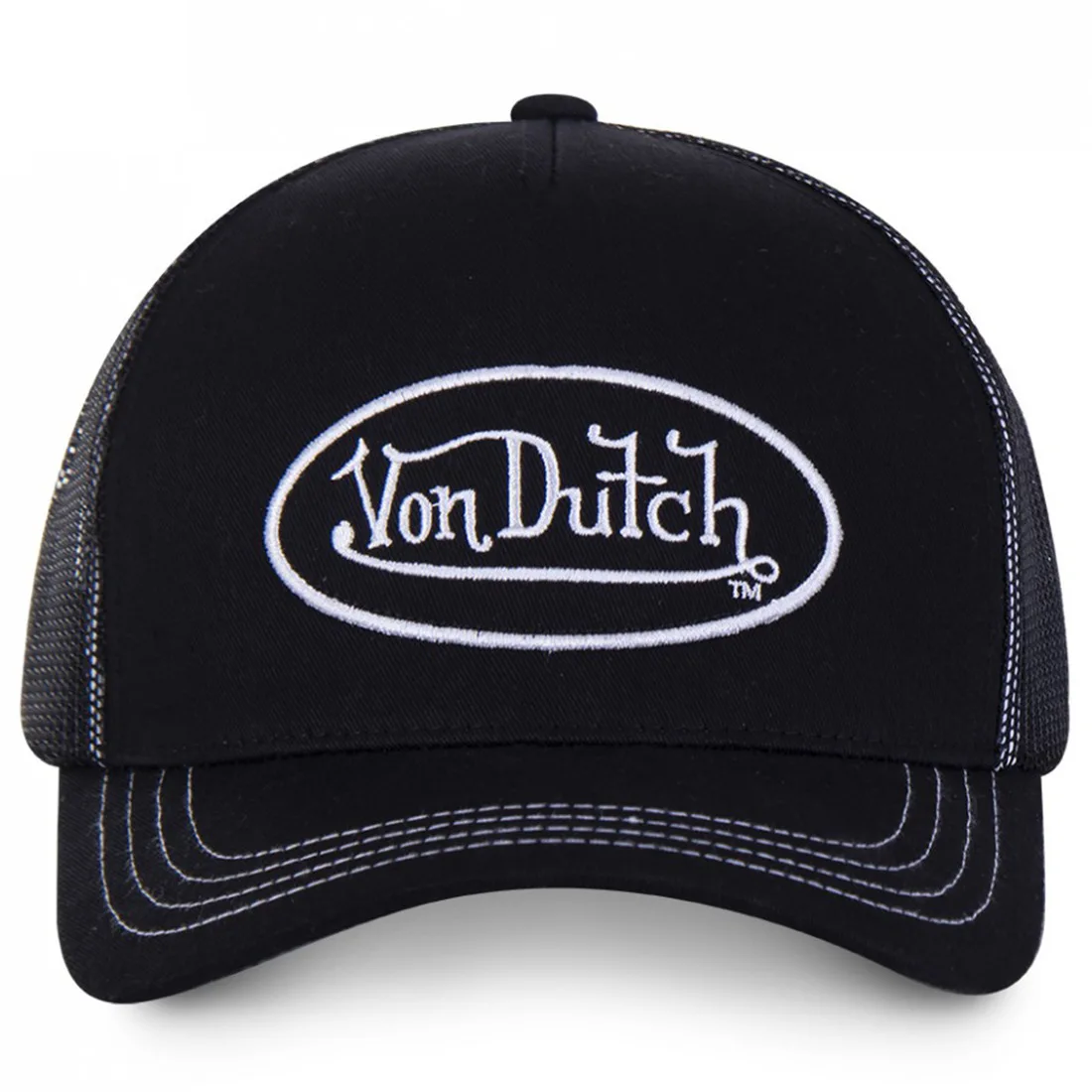 Color: WHITE - VON baseball cap Alphabet sunblock mesh embroidered trucker hat
