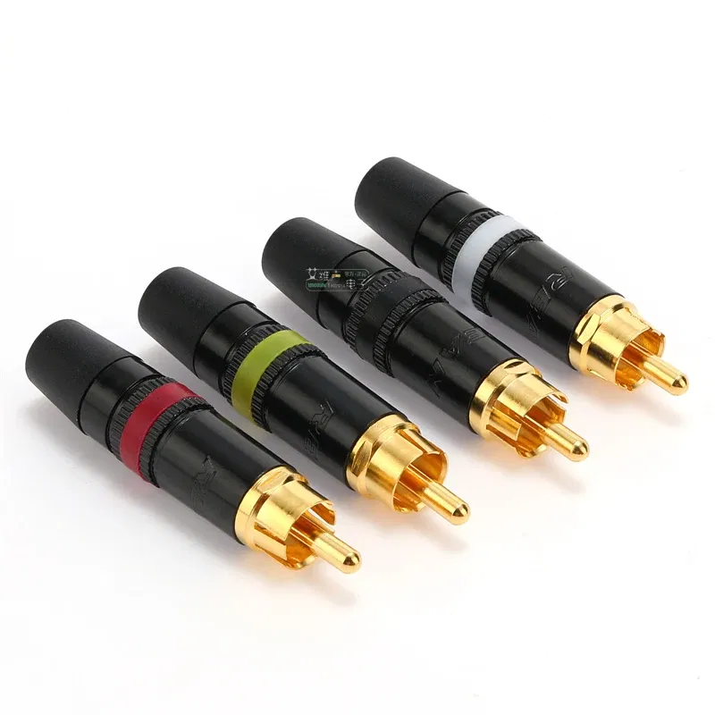 Color: grey - Original Neutrik's REAN Gold-plated Phono RCA Connector Audio Video Lotus Plug NYS373 Cable Connector NYS366 with Spring Tail