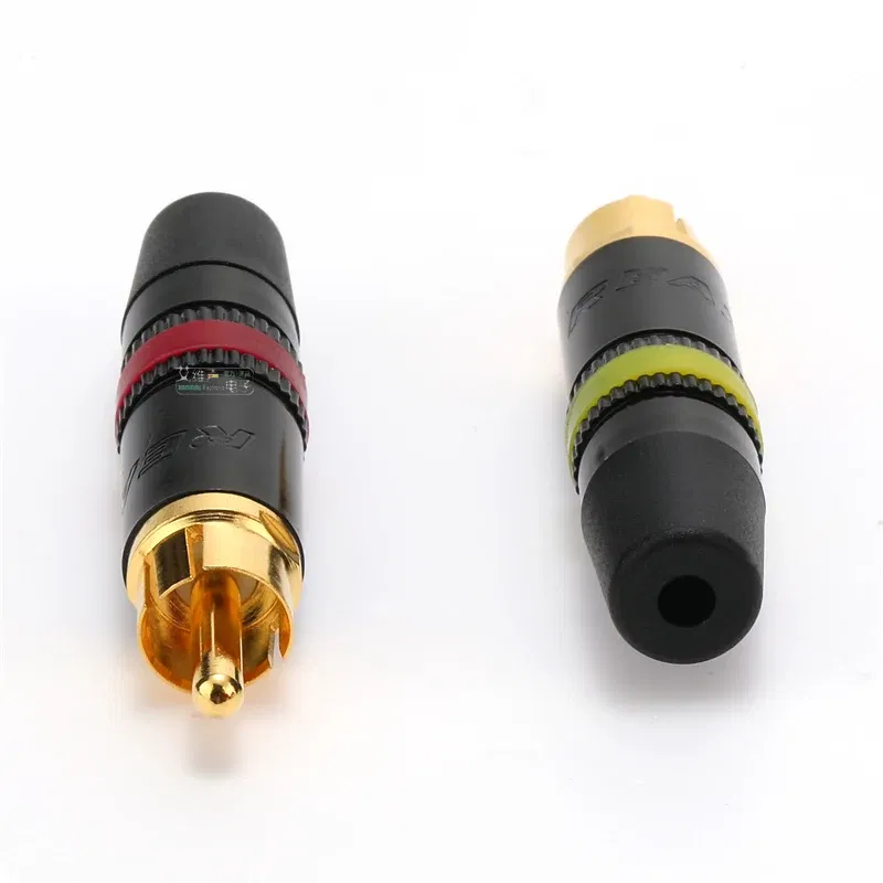 Color: grey - Original Neutrik's REAN Gold-plated Phono RCA Connector Audio Video Lotus Plug NYS373 Cable Connector NYS366 with Spring Tail