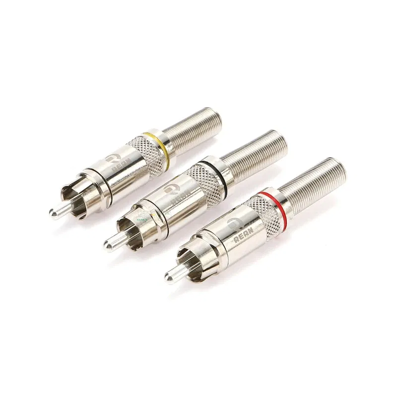 Color: grey - Original Neutrik's REAN Gold-plated Phono RCA Connector Audio Video Lotus Plug NYS373 Cable Connector NYS366 with Spring Tail