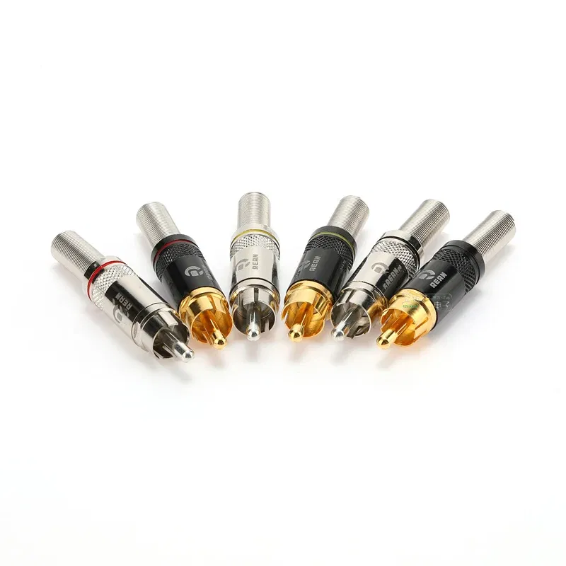 Color: grey - Original Neutrik's REAN Gold-plated Phono RCA Connector Audio Video Lotus Plug NYS373 Cable Connector NYS366 with Spring Tail