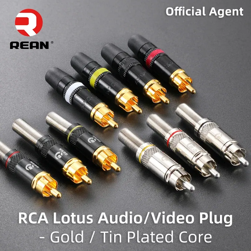 Color: grey - Original Neutrik's REAN Gold-plated Phono RCA Connector Audio Video Lotus Plug NYS373 Cable Connector NYS366 with Spring Tail