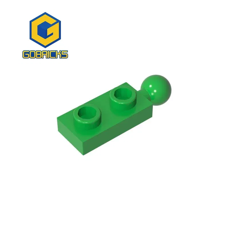 Color: Gold - Gobricks MOC Compatible Assembles Particles 22890 Plate Modified 1 x 2 with End Towball Building Blocks DIY High-Tech Spare Toys