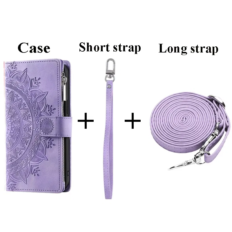 Color: MAROON, Material: POLYESTER - CrossBody Strap Zipper Wallet Coque for Samsung Galaxy A71 A51 A50 A41 A21S A30 A70 A50S A20 A31 A30S A10 A20E A 51 70 Flip Case